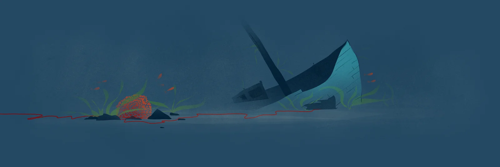 The red thread on the seabed, leading to the wreck of an ancient ship.